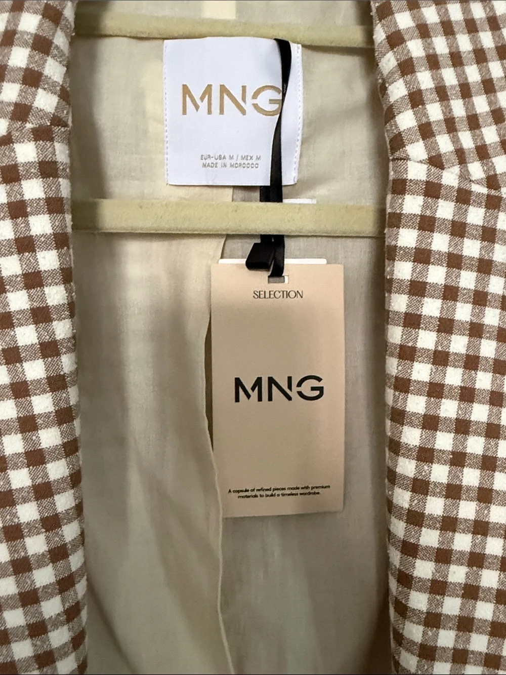 Mango Brown and White Gingham Blazer - Picture 7 of 7